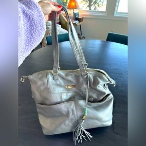 Lily jade convertible diaper bag. Shaylee, silver leather.